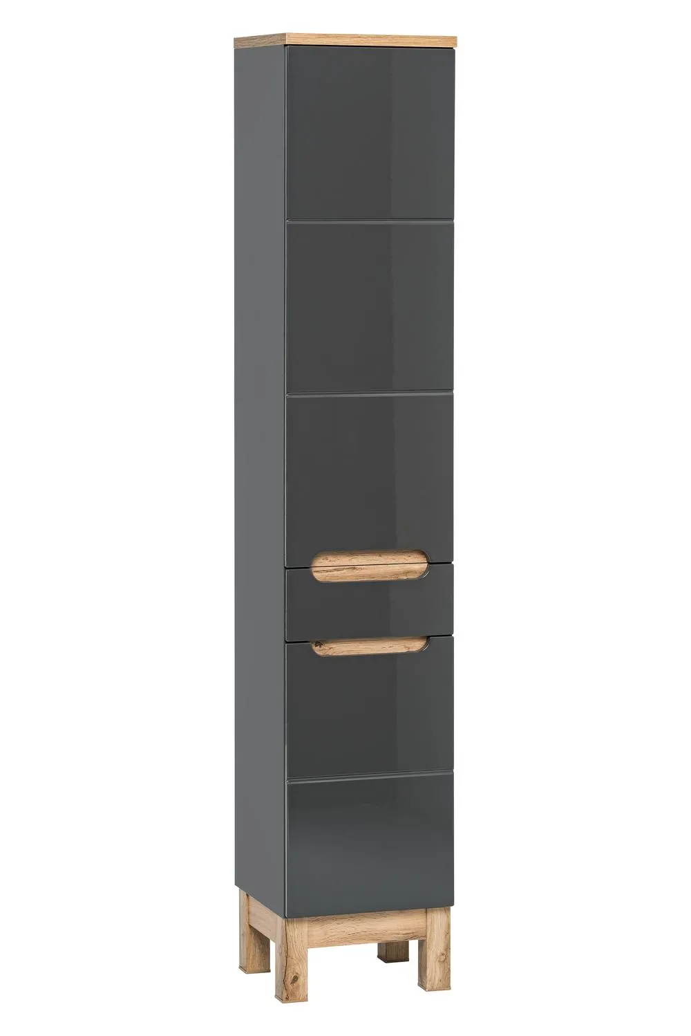 Szafka wysoka 2-drzwiowa z szufladą BALI grafitowa, efekt drewna 187x35x33cm Szafka wysoka 2-drzwiowa z szufladą BALI grafitowa, efekt drewna 187x35x33cm
