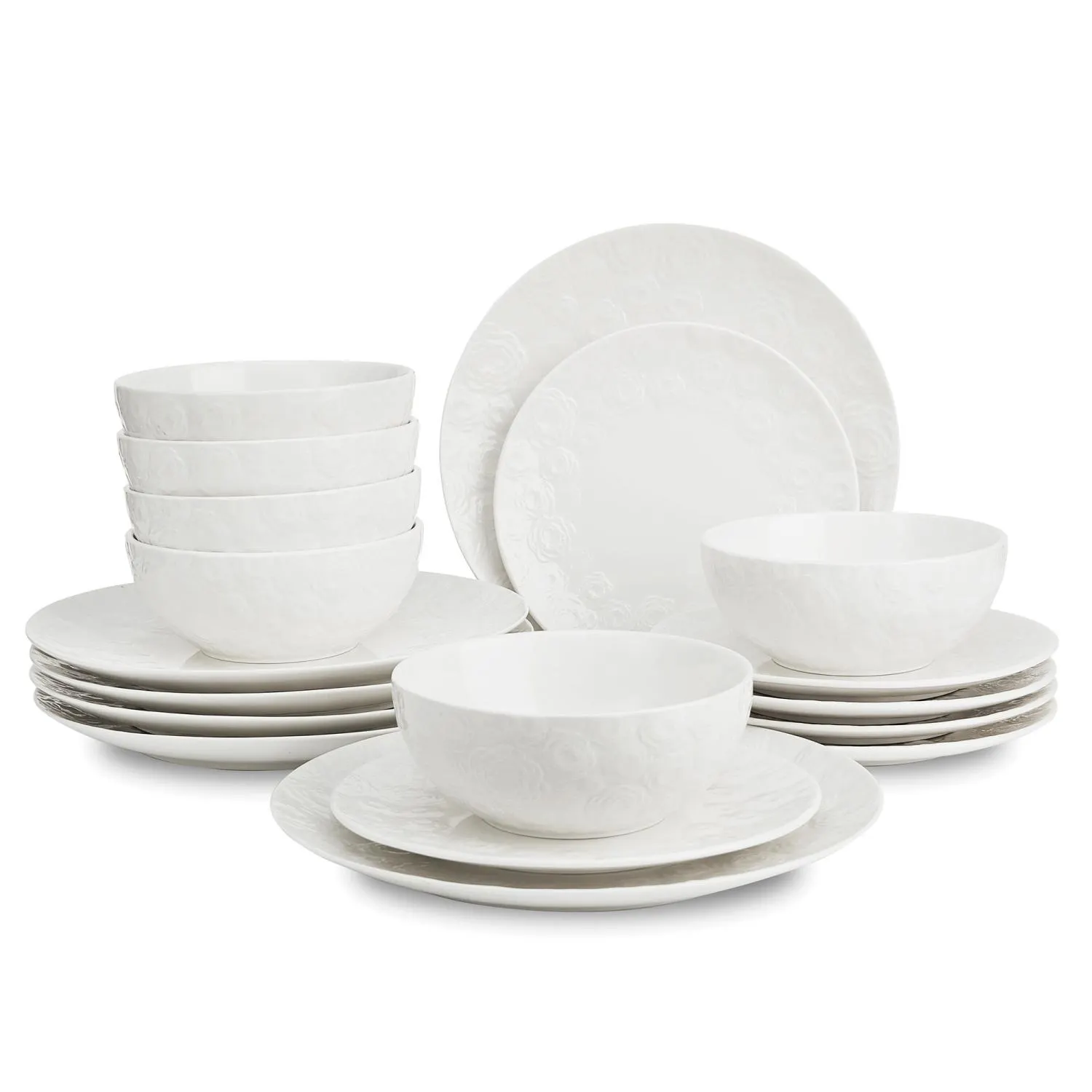 image naczynia, zestaw porcelanowy, talerze, miski, biel