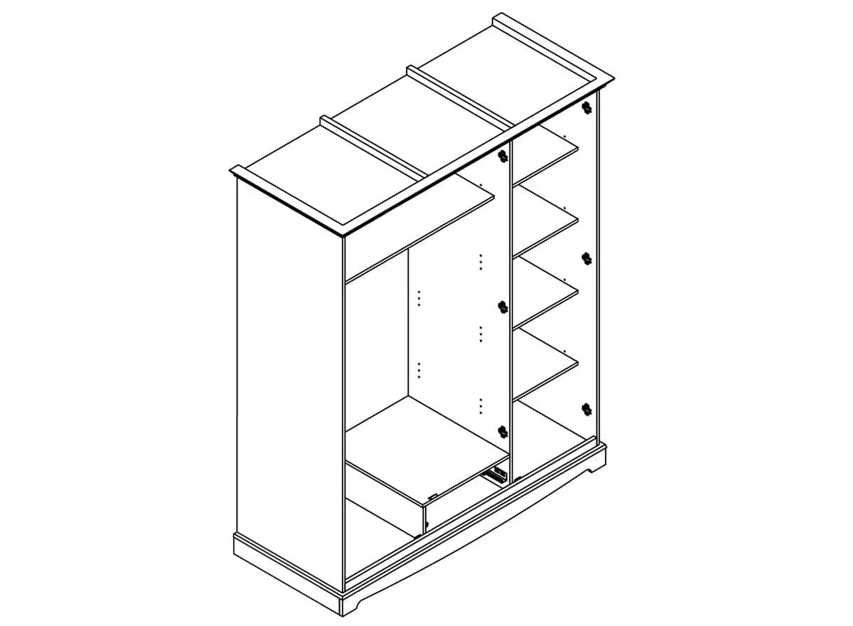 Szafa z lustrem BELLUNO ELEGANTE 3-drzwiowa z szufladą biała - dąb - PL012B/D