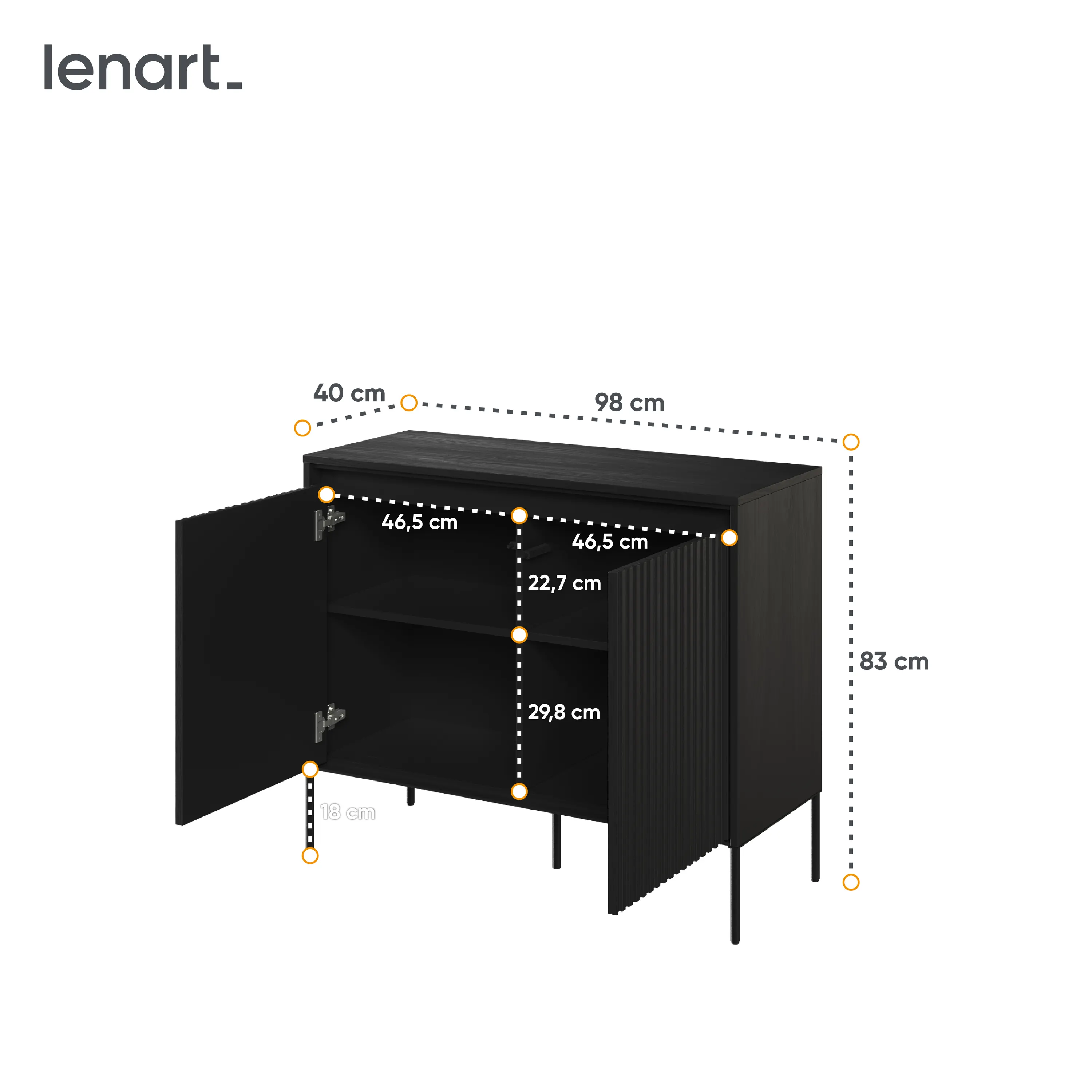 Komoda z oświetleniem TREND TR-02 2D czarna - TR2C-V2