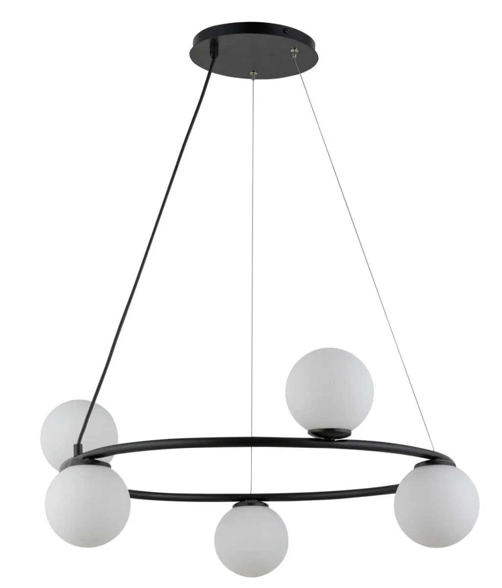 Lampa wisząca GAMA 5 koło biało-czarna