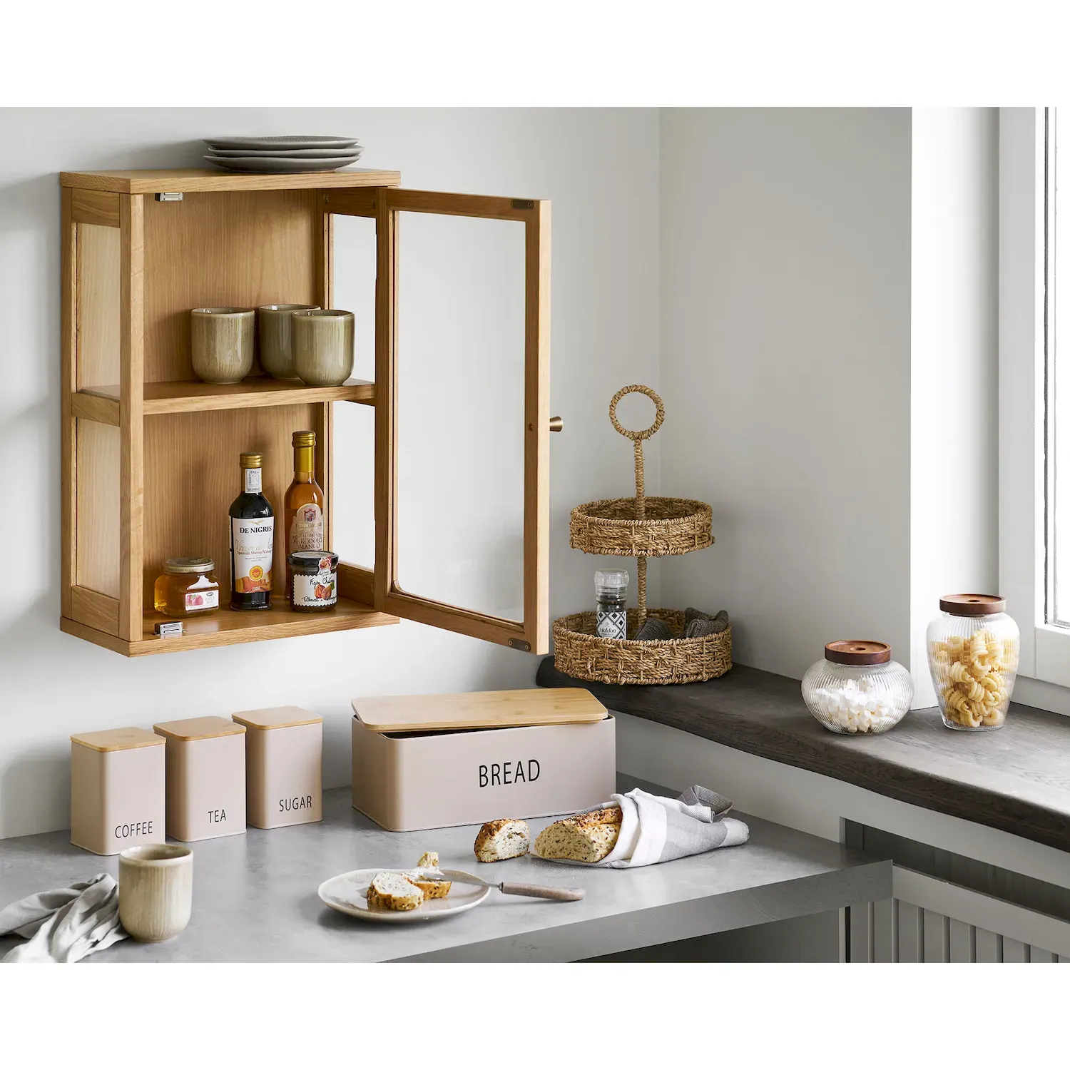 Pudełko na chleb TULA z 3 pojemnikami ( zestaw 4 sztuk ) beżowy - 4780012