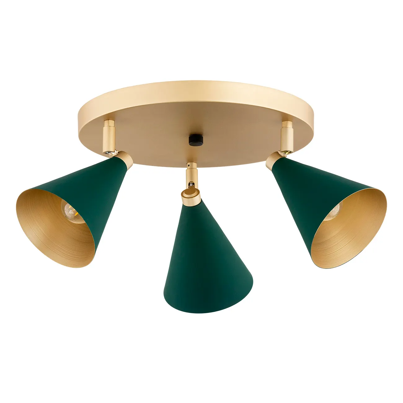Plafon LUCINDA metalowy na okrągłej podstawie złoty zielony 50x22cm - 6245