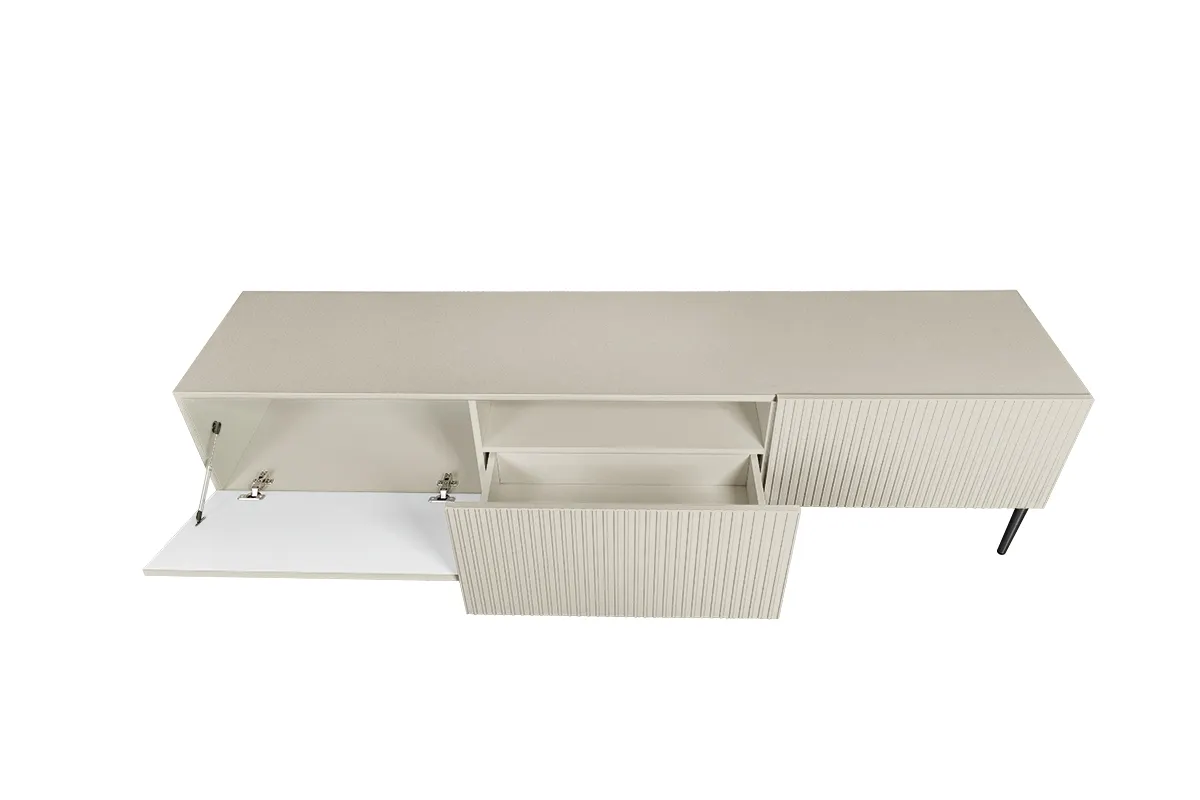 Szafka RTV NICOLE 200 z szufladą - kremowa - czarny stelaż - B_55541