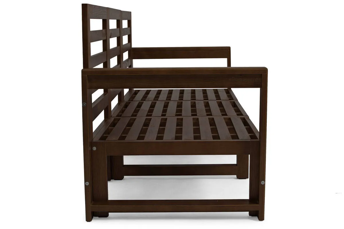 Sofa ogrodowa 3-os. MALTA drewniana grafitowa/ciemnobrązowa - FE5906948115637