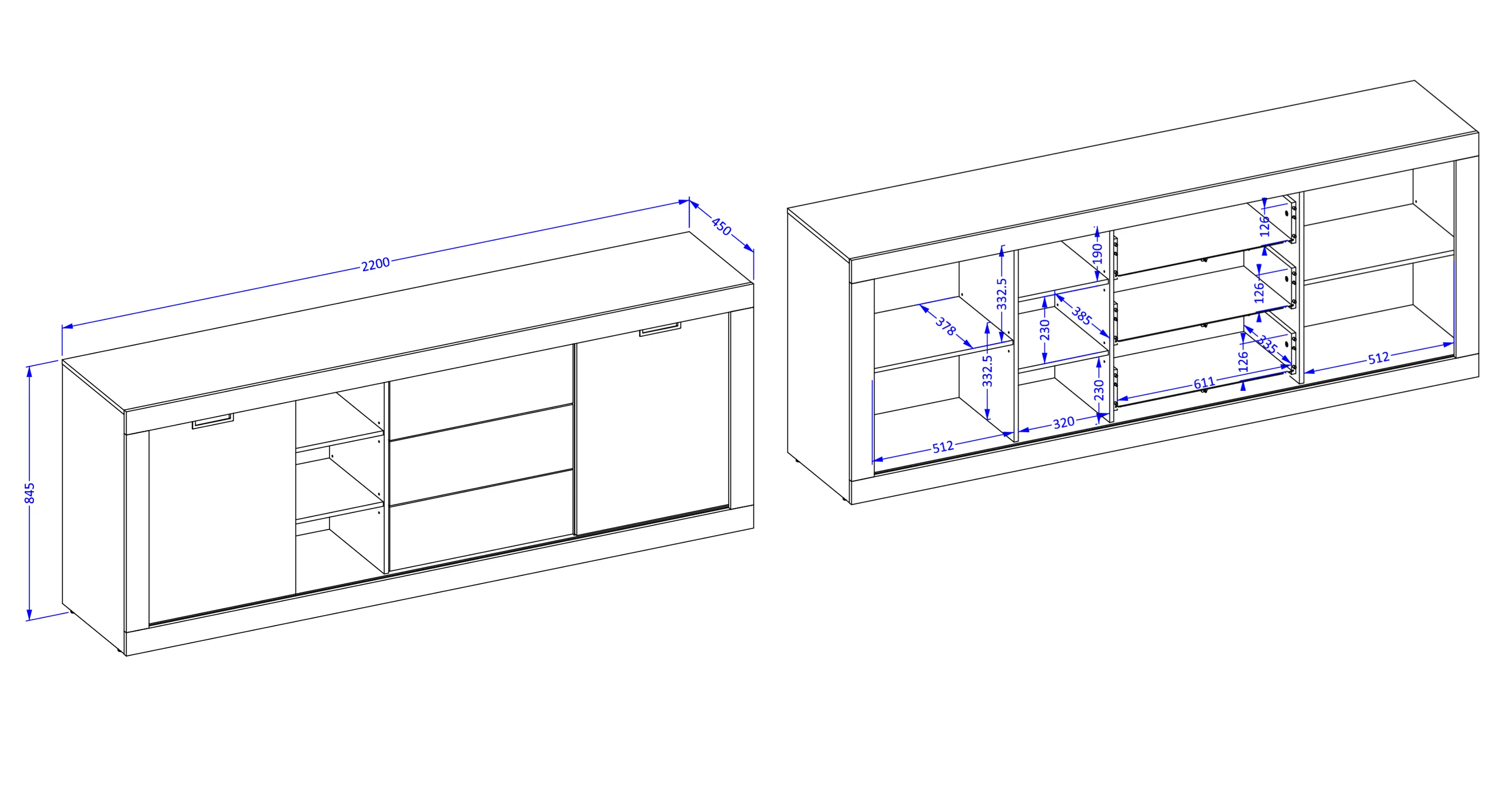 Komoda 2-drzwiowa z 3 szufladami TUDOR - dąb samdal, czarny - 24WSNZ25