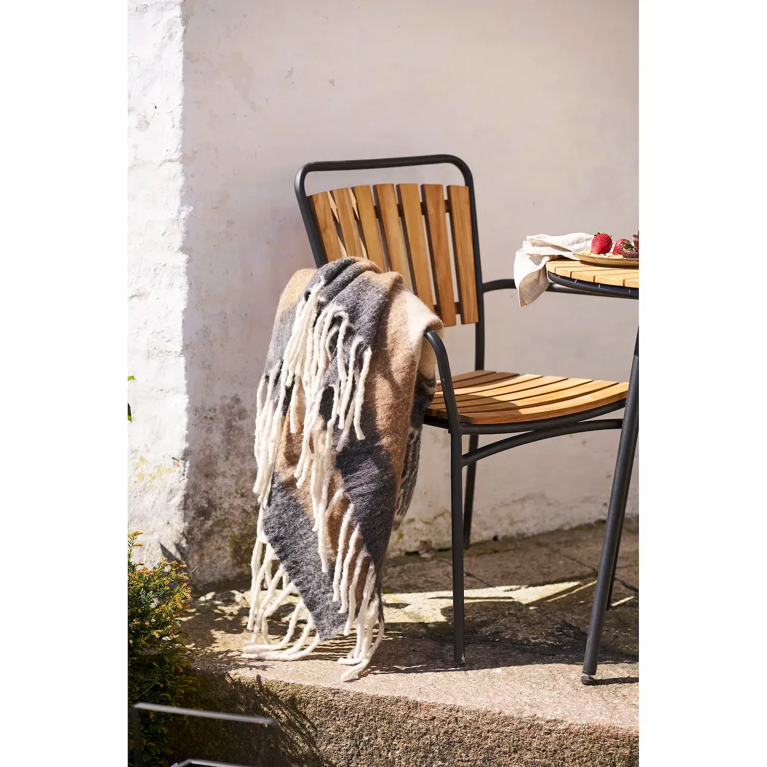 Koc z frędzlami CARMEL 130x170cm 52% wełny wielokolorowy - 3971015