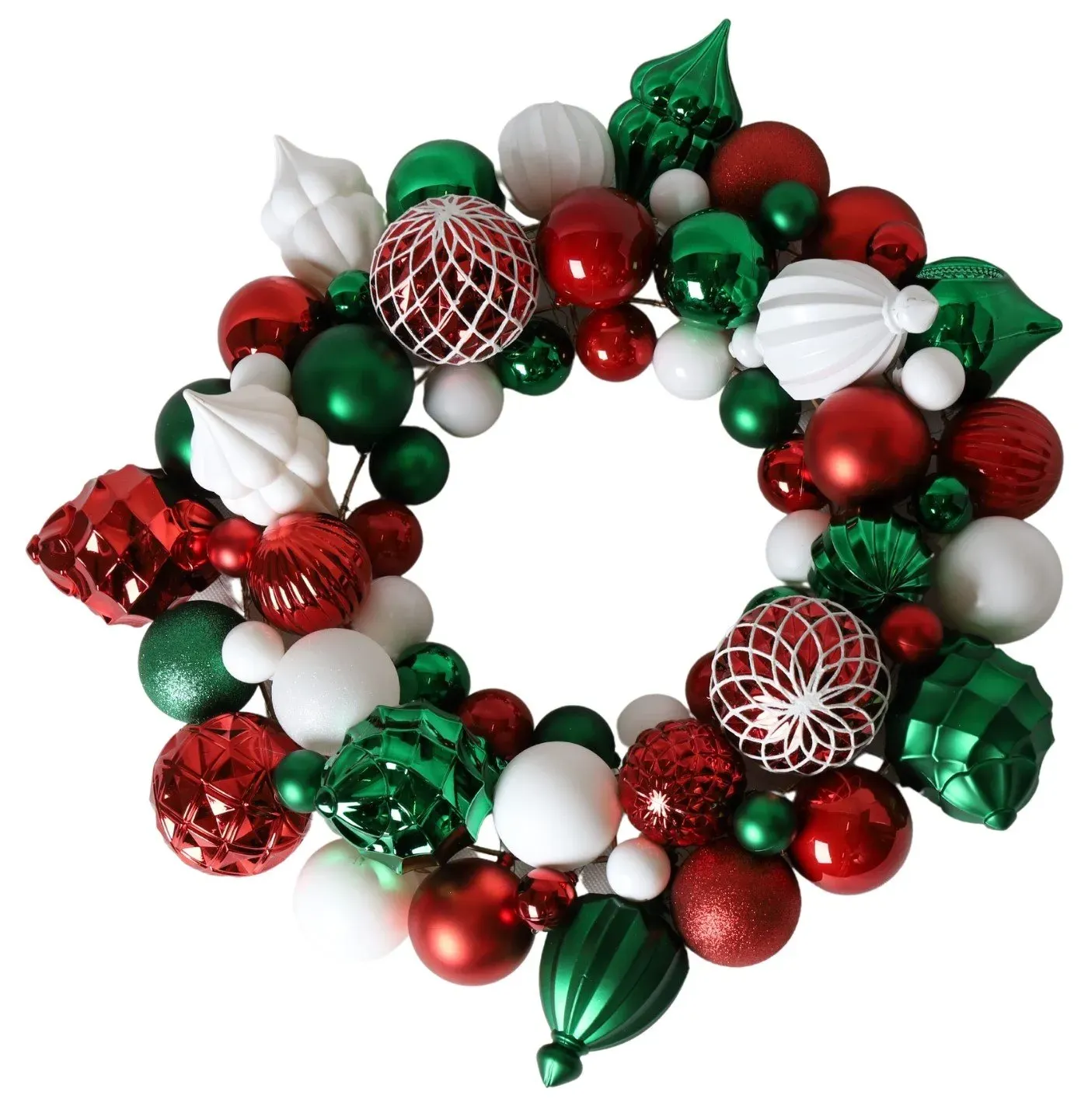 Wieniec z bombek MIDI 48 cm czerwono-zielono-biały Wieniec z bombek MIDI 48 cm czerwono-zielono-biały