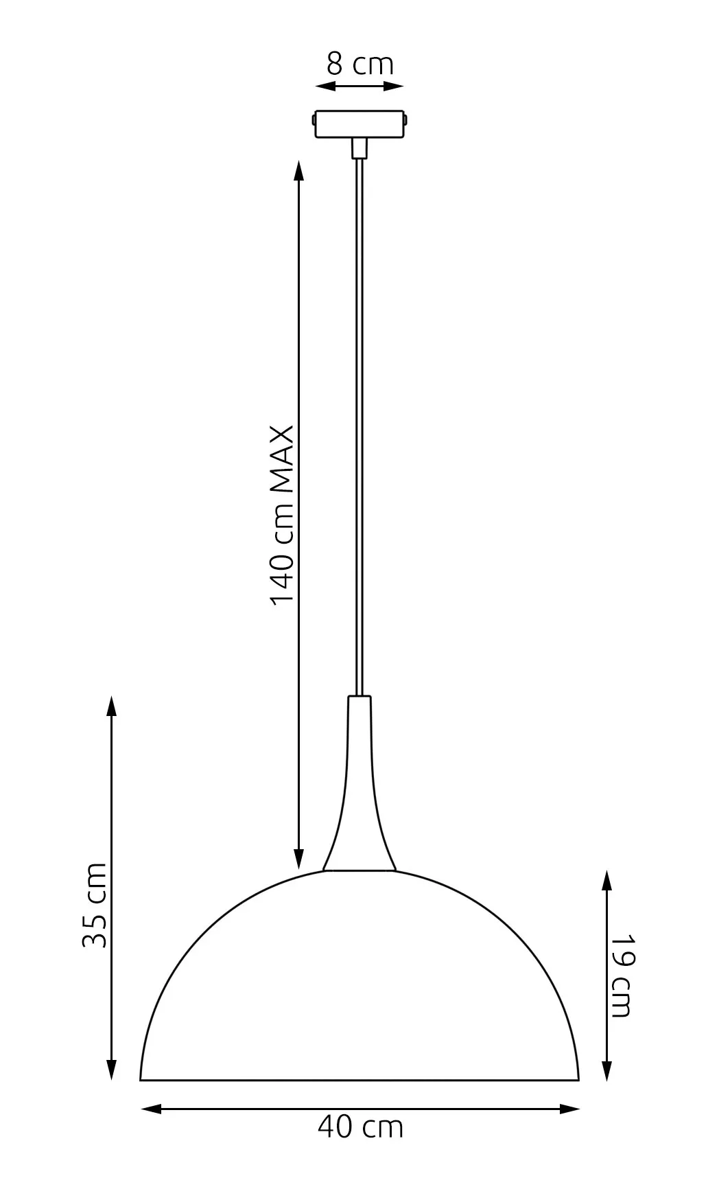 lampa, hanging, ceiling light, sfera półkowy, średnica 40 cm