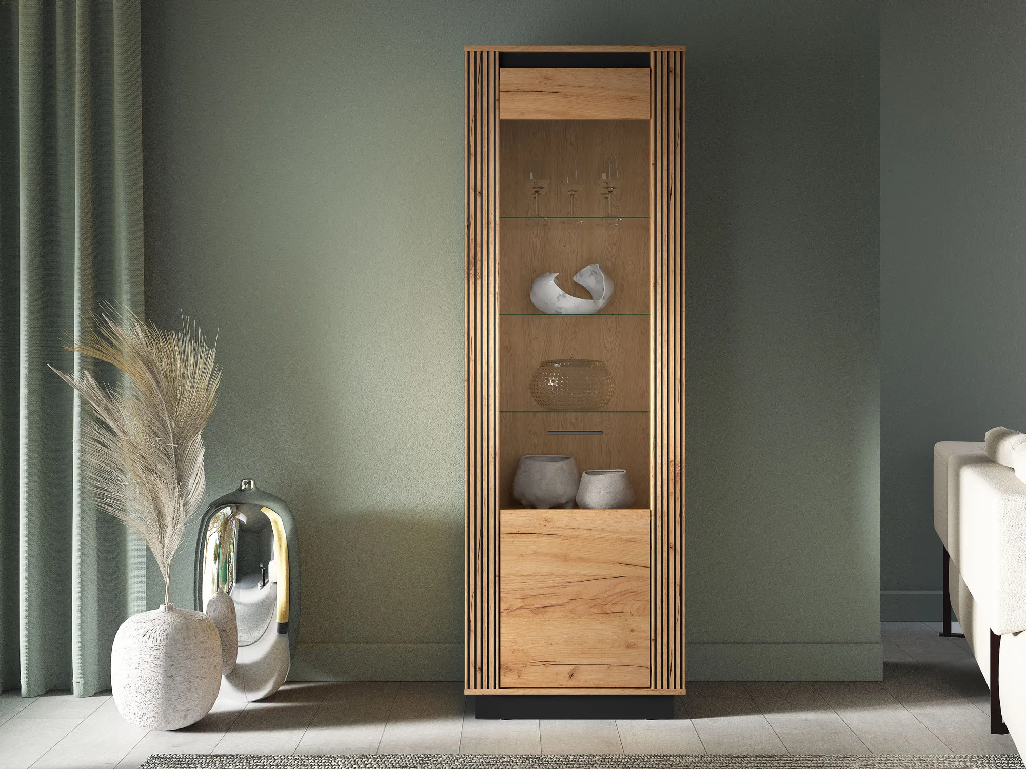 Witryna 1-drzwiowa URSO 04 craft złoty, czarny - 1URSO04-001