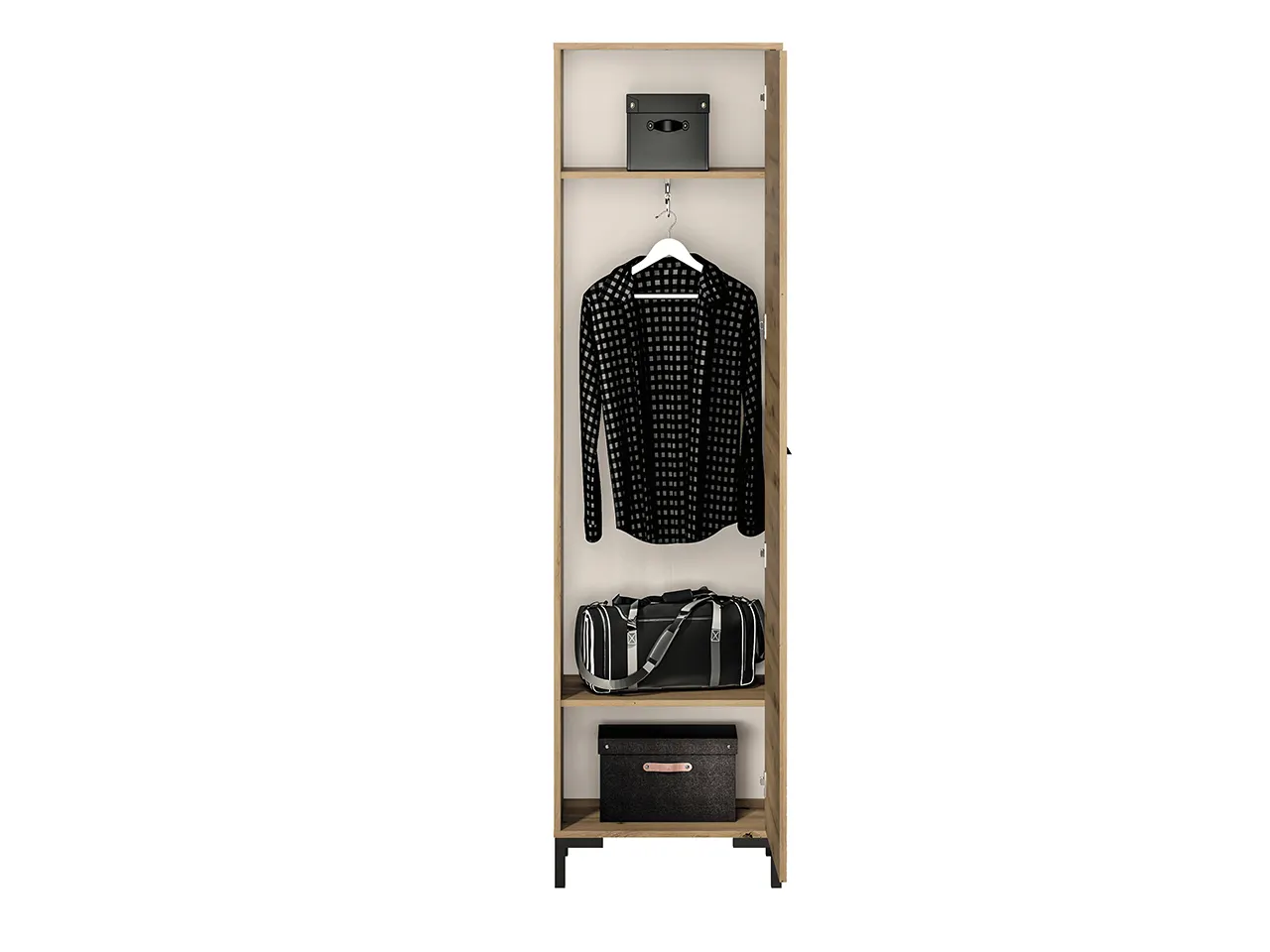 Szafa 1-drzwiowa NEVIO 01 z drążkiem i półkami 200 cm dąb artisan — zdjęcie 7