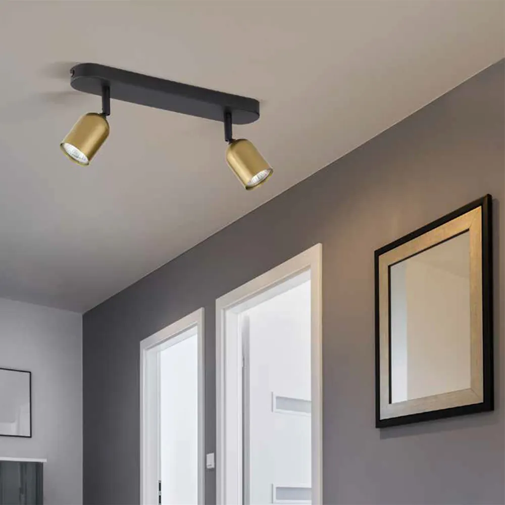 Lampa sufitowa TOP czarna złota metalowa regulowana 14x13x10cm - TK_3301