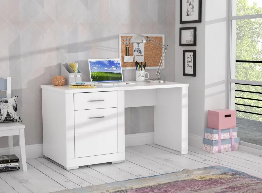 Biurko z szafką i szufladą SNOW - biały, chrom - SNWB21-C50