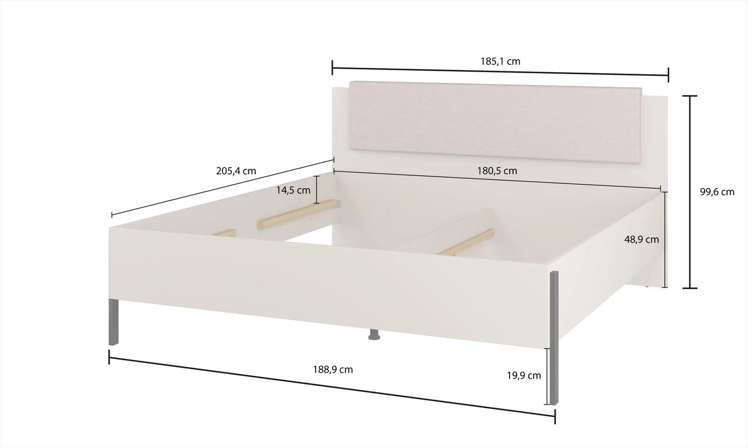 Łóżko z zagłówkiem JUKON S 180x200 kaszmirowe - 24KSND32