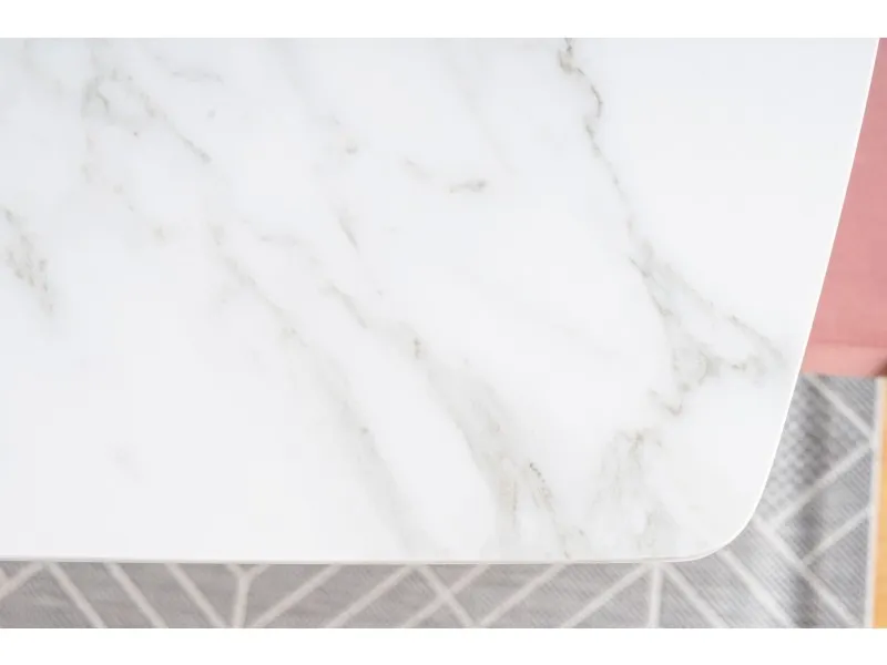 Stół rozkładany SATURN II CERAMIC 90x160(210) biały efekt marmuru - SATURNIICBB160