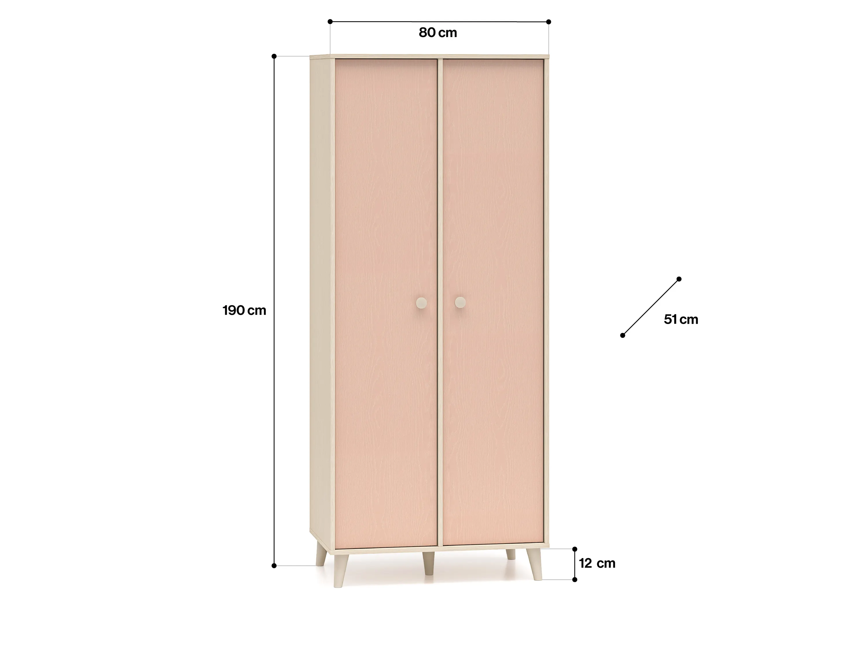 Szafa 2-drzwiowa MEVEL 02 piasek pustyni, różowy - 1MEVE02-001