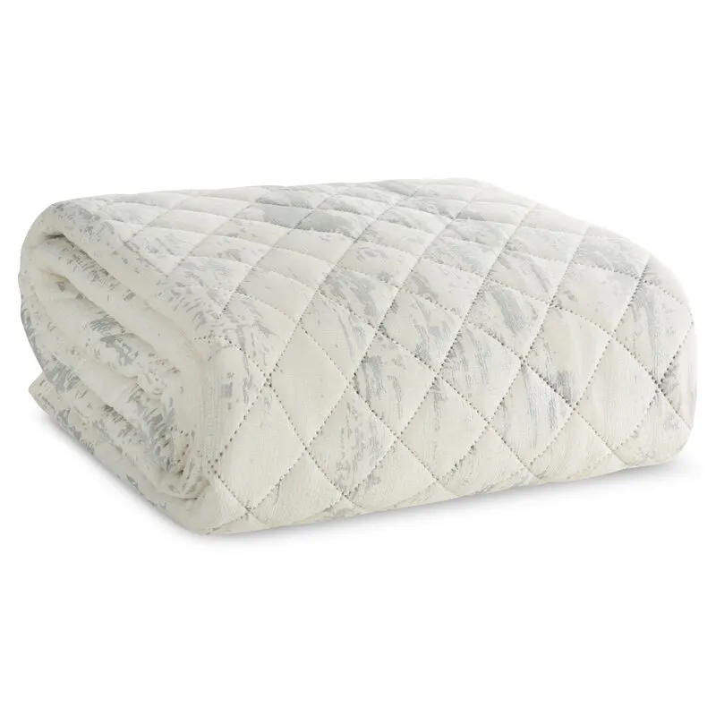 Narzuta z błyszczącym nadrukiem BLINK 3 170 X 210 CM Biały, Srebrny