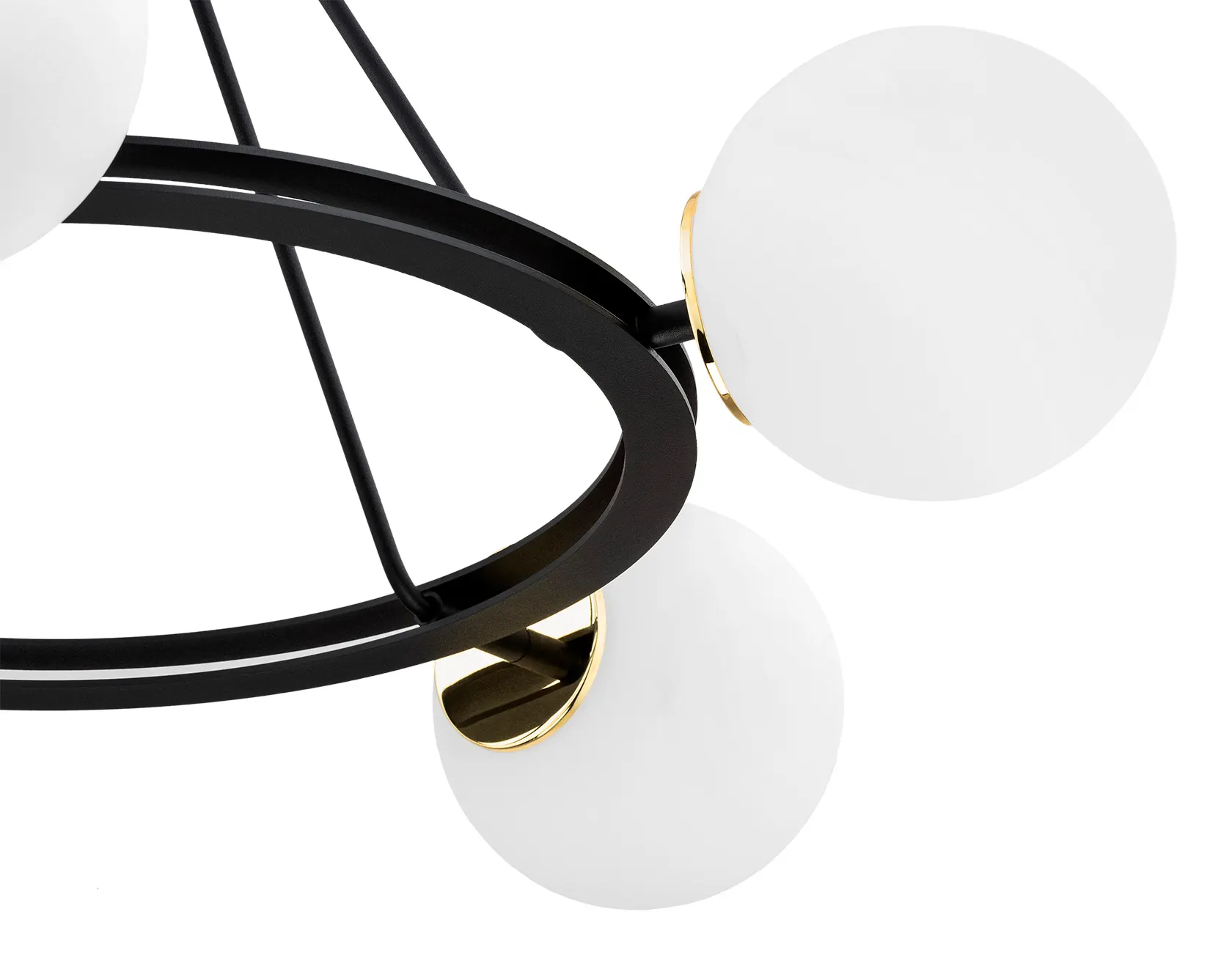 Żyrandol AMALFI metalowy czarny mosiądz opal 85x71cm - 2119