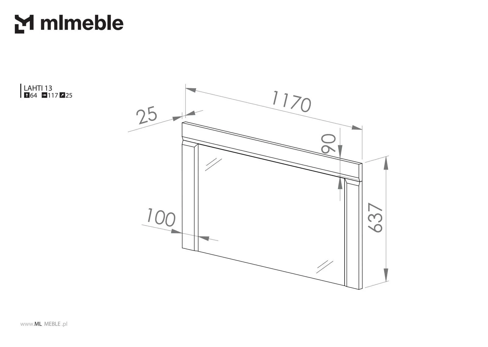 35854-lustro-wiszace-lahti-13-w-bialej-ramie-117x64-cm-ml-meble Lustro wiszące LAHTI 13 w białej ramie 117x64 cm ML Meble - 1LAHT13-001