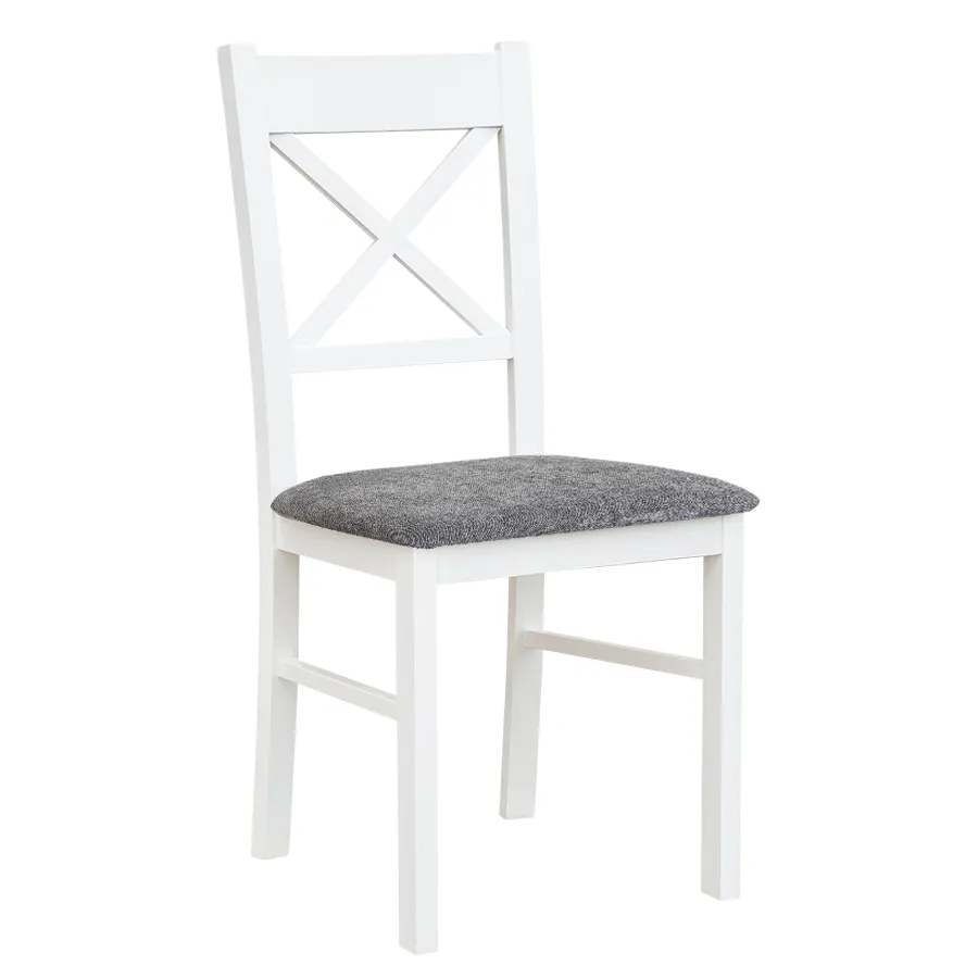 Krzesło BELLUNO ELEGANTE 22 z grafitowym siedziskiem materiałowym - biały, grafitowy (STORM 97)