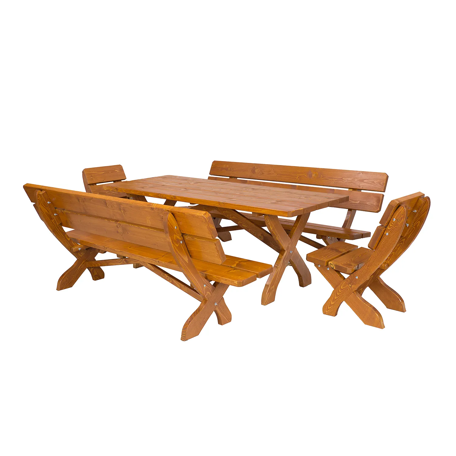 Ława ogrodowa drewniana MARIO 150x89 świerk kolor dąb Stół do jadalni, Meble, Tabela, Drewno, Sklejka