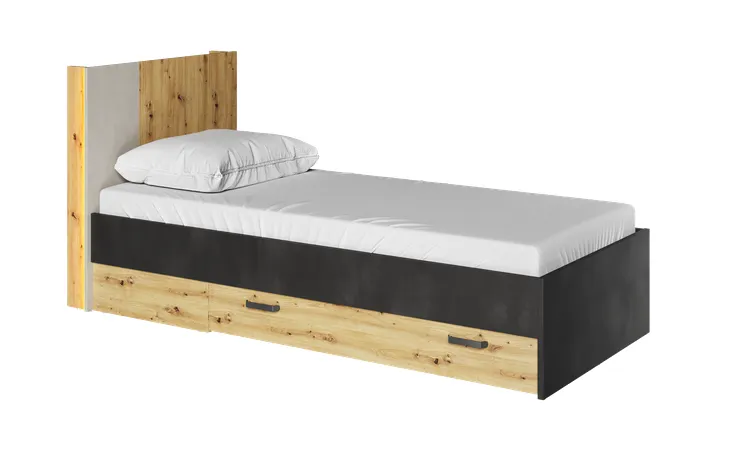 Łóżko ze stelażem LED Qubic QB-12 90x200 dąb artisan