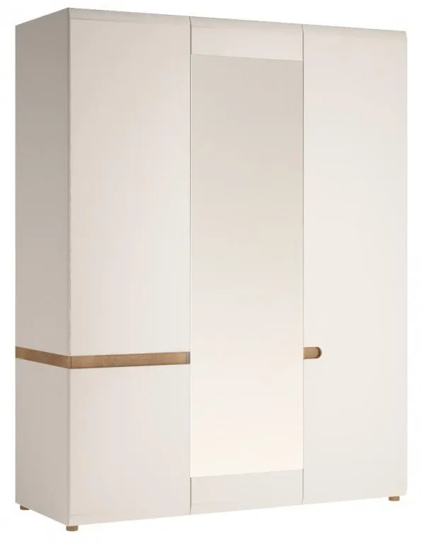 Szafa 3-drzwiowa z dymionym lustrem LINATE TYP 22A Biały, Trufla, Biały połysk Szafa 3-drzwiowa z dymionym lustrem LINATE TYP 22A Biały, Trufla, Biały połysk
