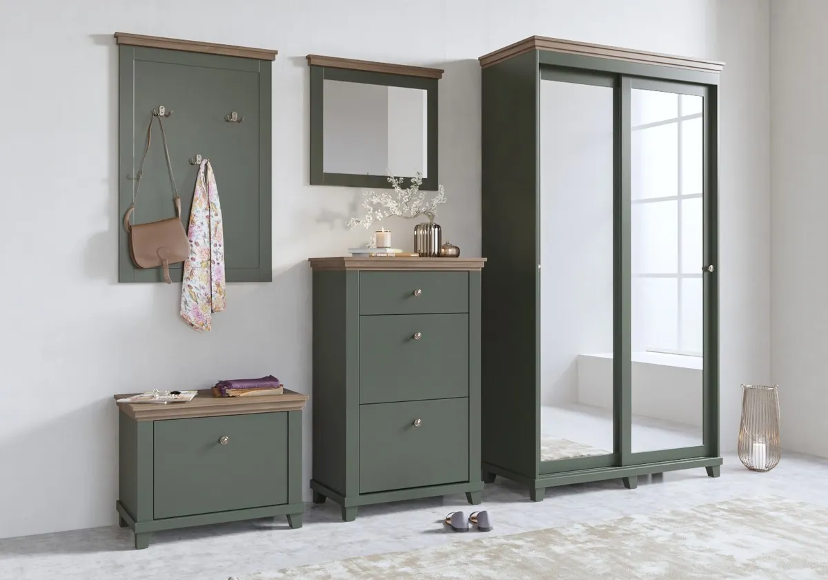 Lustro wiszące EVORA 71x60 ciemnozielone/dąb Lefkas - 24ZRJU04