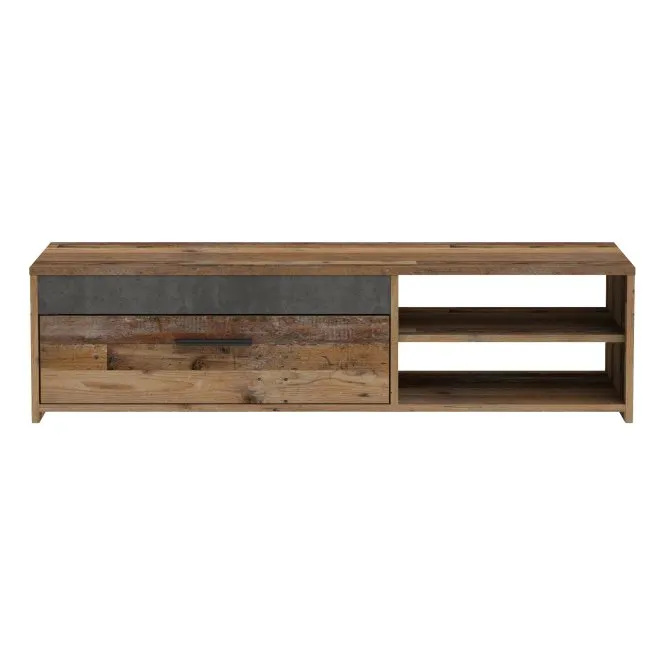 Szafka RTV CLIF z klapą i wnęką - old wood vintage, beton