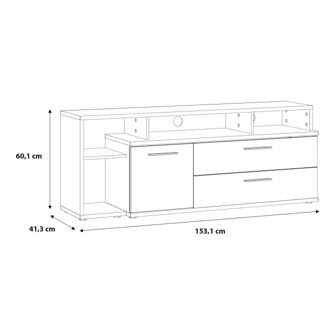 Szafka RTV CLIF z regałem - old wood vintage, beton - JCKT135L-C754