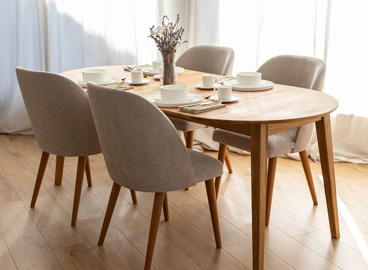 Stół dębowy okrągły ORBETELLO rozkładany 110x110(160-210) - dąb olejowany - KULSR110_2X50