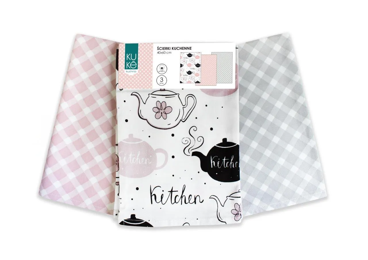 Ścierka zestaw 3 szt. KUKE 024 czajnik 40x60 wielokolorowy - FARO_30812