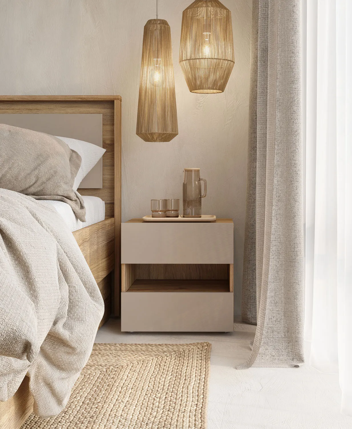 Szafka nocna z szufladami IMPRESSIO 46x45 dąb mauvella congo - 24MCNJ23