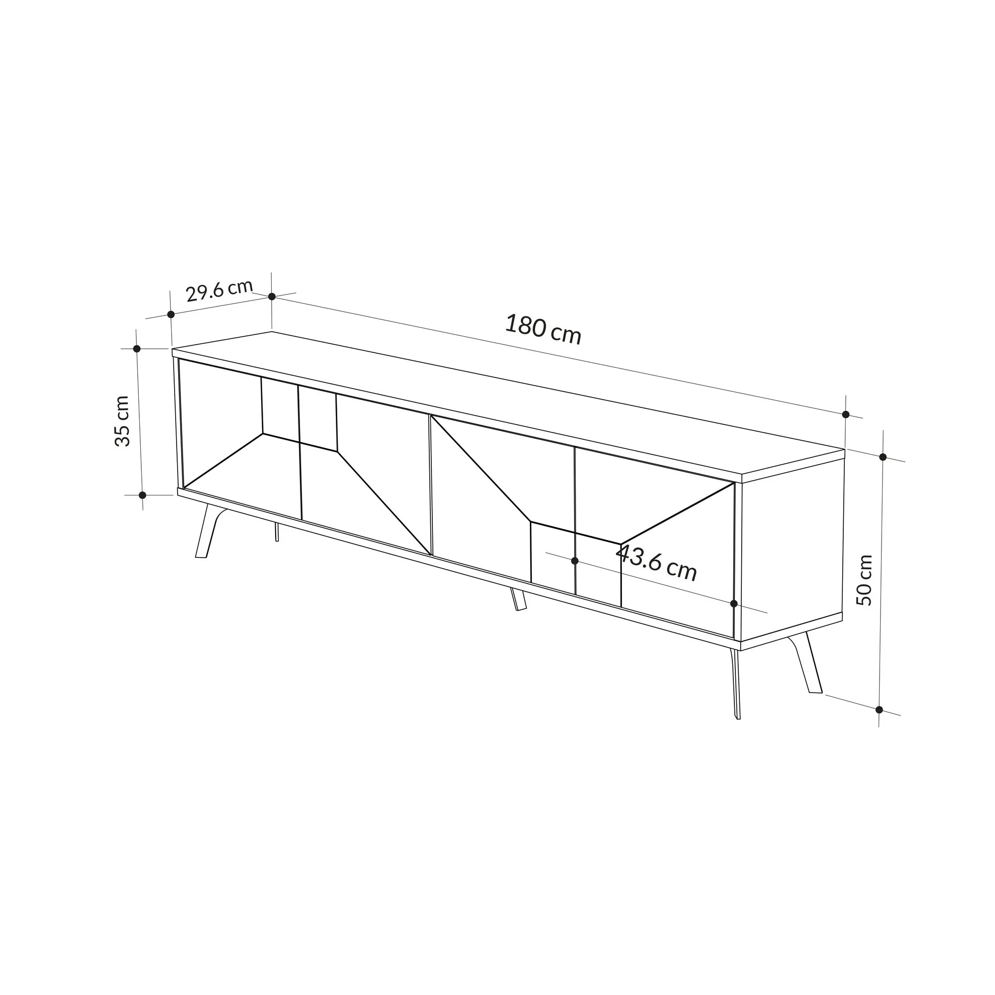Szafka RTV 4-drzwiowa DUNE 180 cm biała
