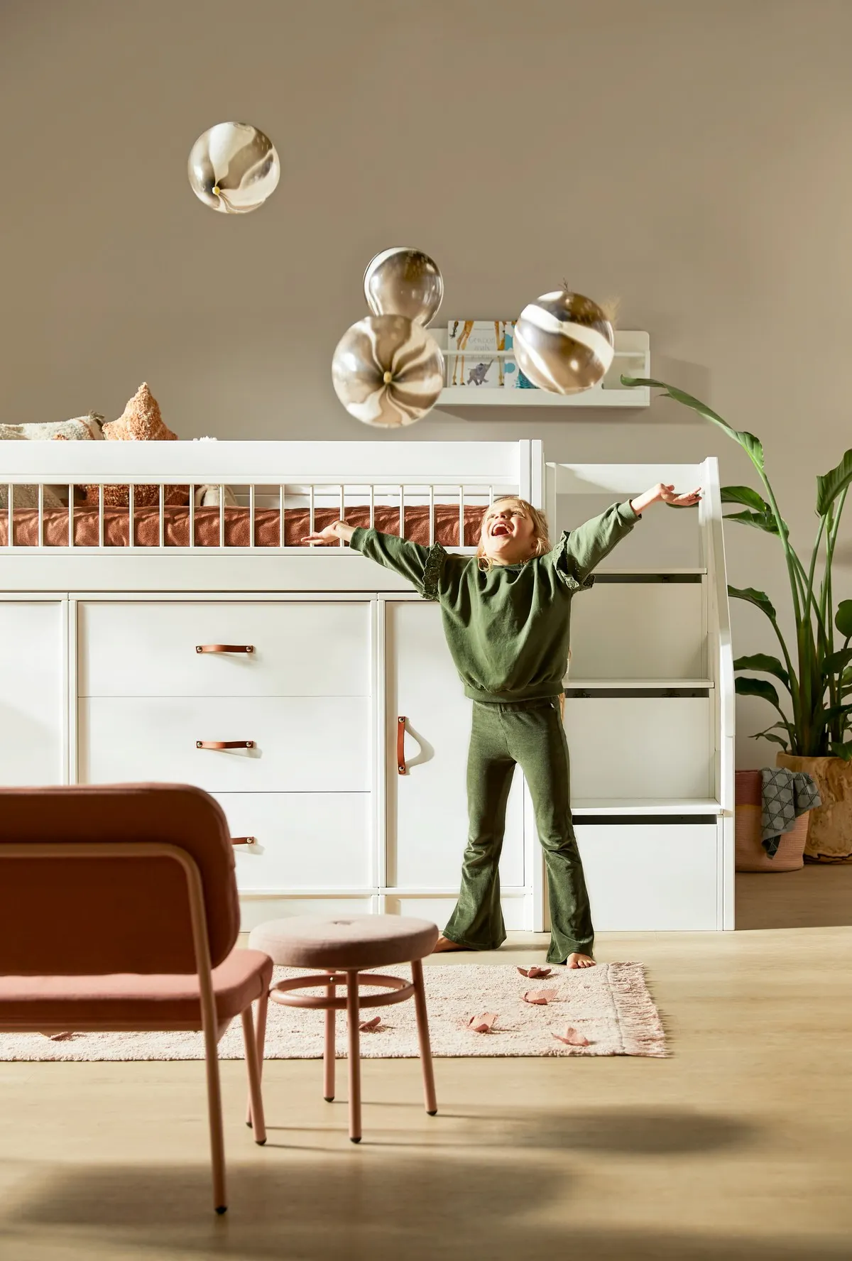 Łóżko dziecięce piętrowe 90x200 KOMBI drewniane z szufladami i szafkami - KOMBI1207