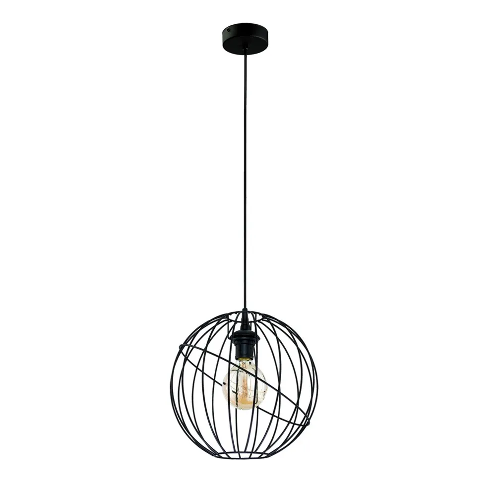 Lampa wisząca ORBITA czarna ażurowy klosz 170x32cm