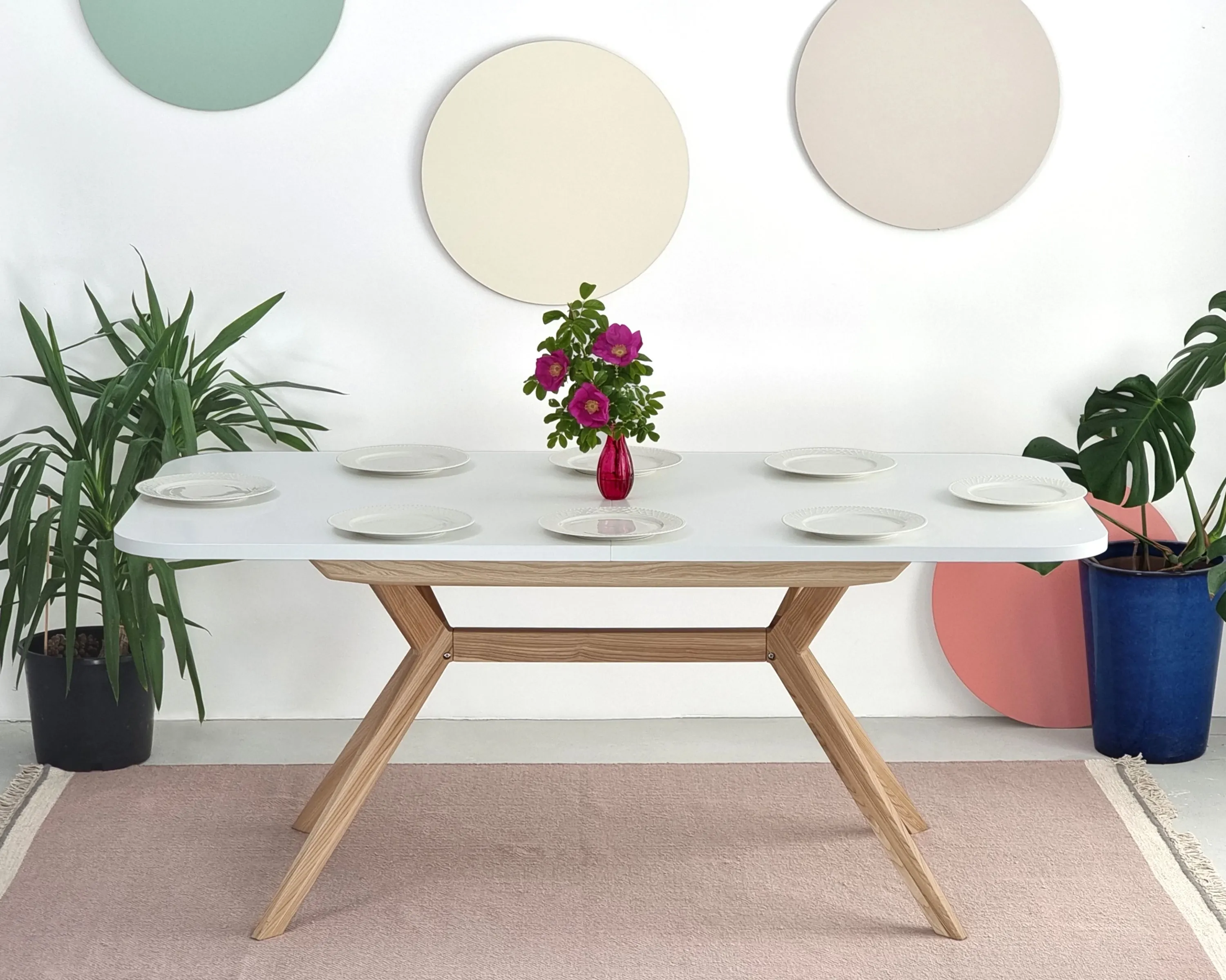 Stół rozkładany BIJU 90x170-220cm biały naturalny - RGBTBREC_1