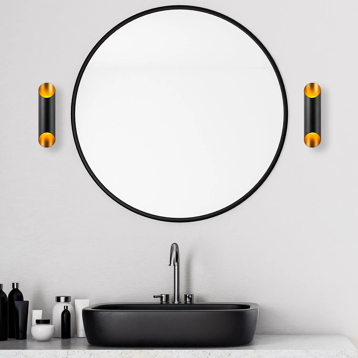 Lampa ścienna kinkiet CUT 12x30 cm czarna złota - ASI_942FLG1274