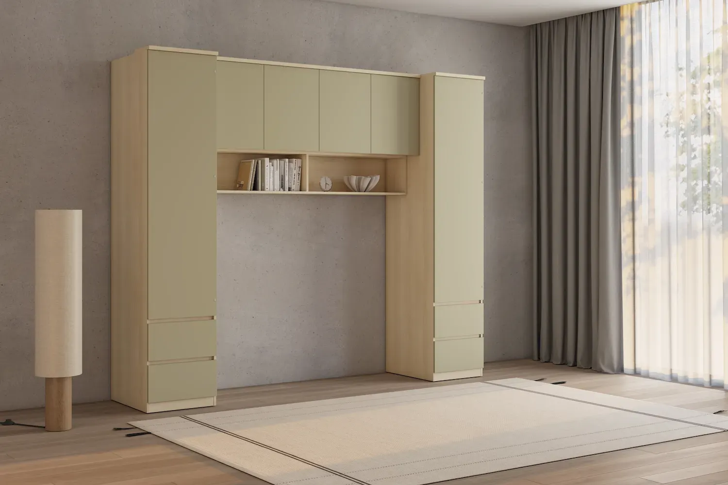 Szafka wisząca 4-drzwiowa P/L 166 cm TERRA 12 dąb Lindberg eukaliptus — zdjęcie 8