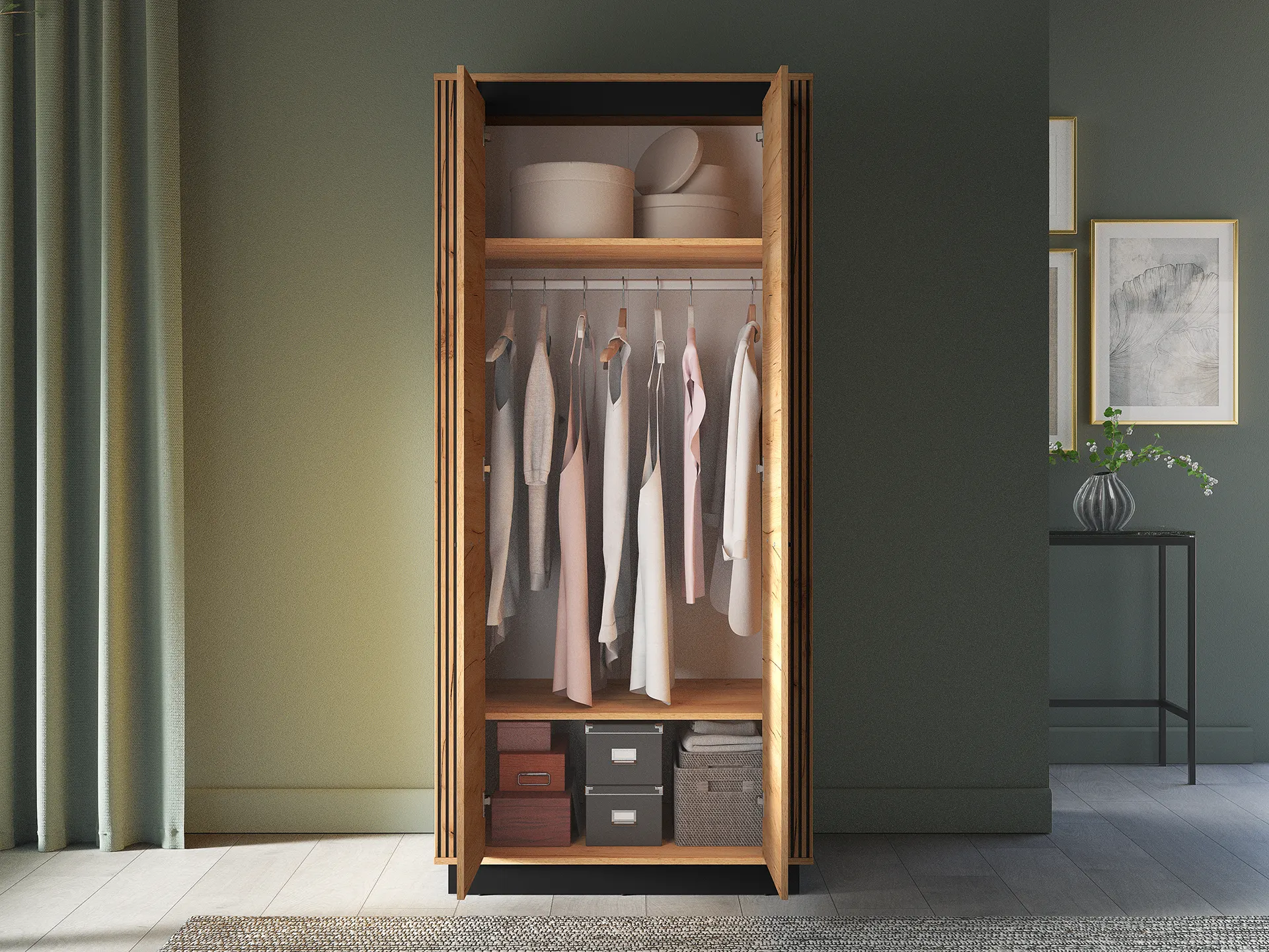 Szafa 2-drzwiowa URSO 03 craft złoty-czarny - 1URSO03-001