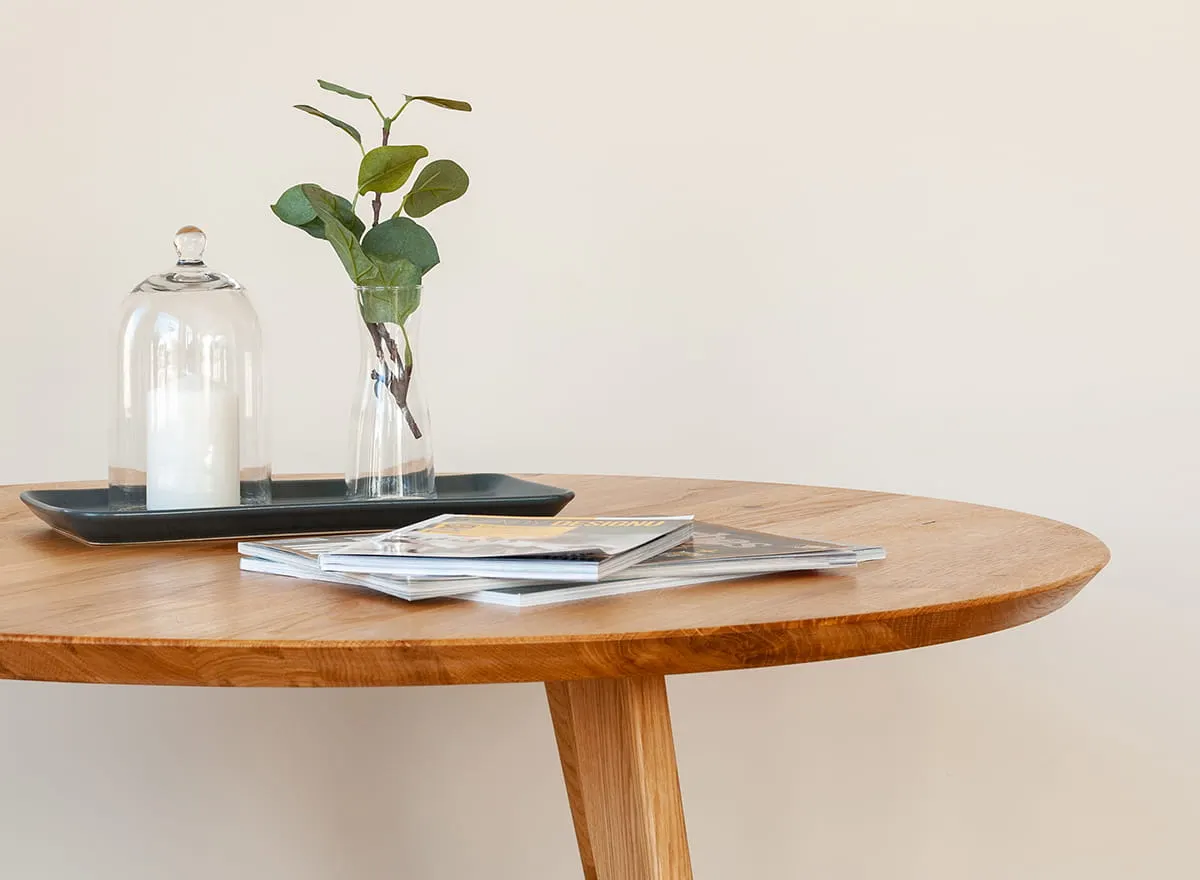 Stolik kawowy dębowy okrągły 90 cm Orbetello - dąb olejowany - 3SORB57