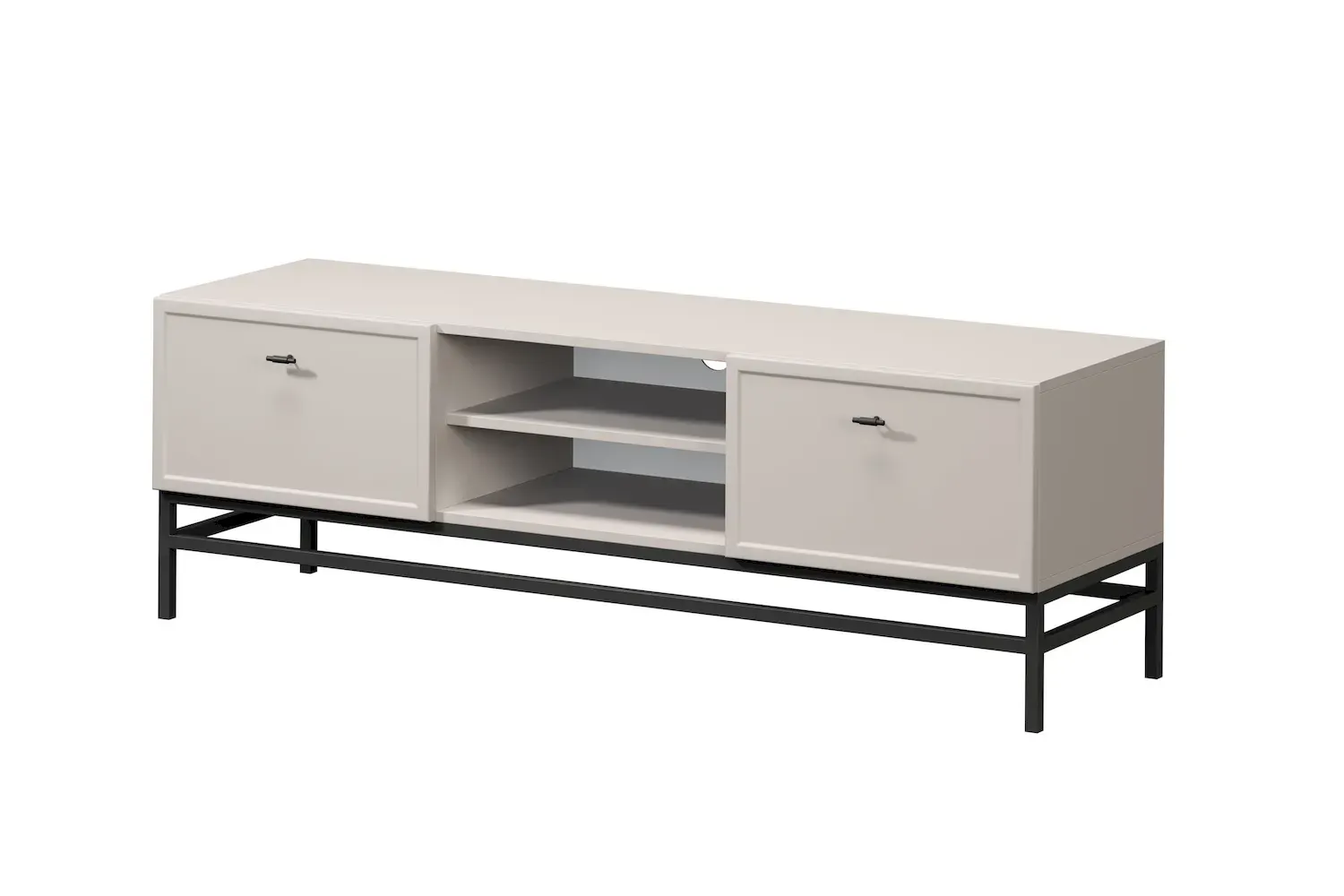 Szafka RTV z 2 szufladami LORINI 150 - cashmere uchwyt T-bar czarny stelaż czarny Szafka RTV z 2 szufladami LORINI 150 - cashmere uchwyt T-bar czarny stelaż czarny