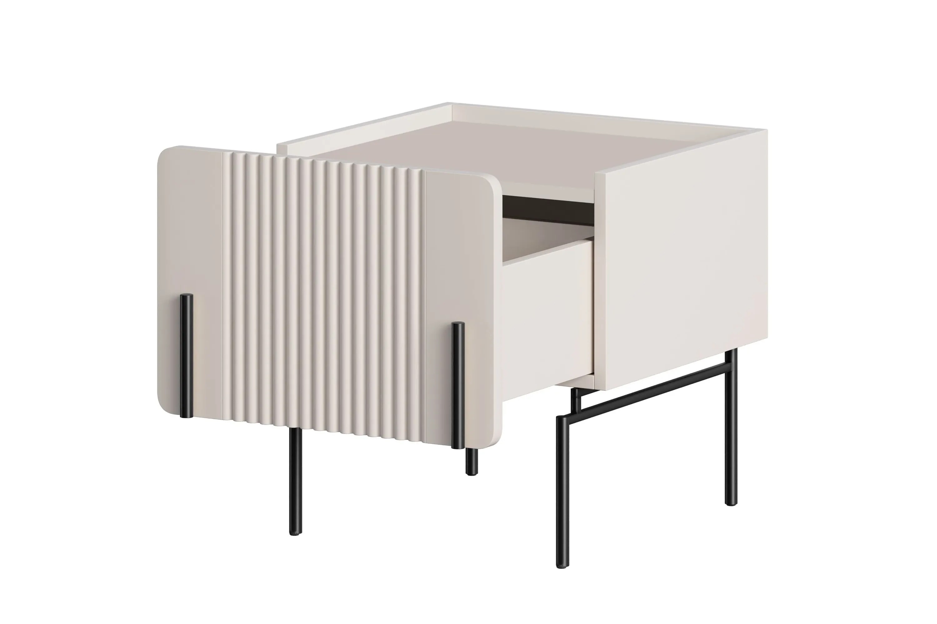 Szafka nocna z 1 szufladą MALMI 45cm - kaszmirowa - czarne nogi - B_167002