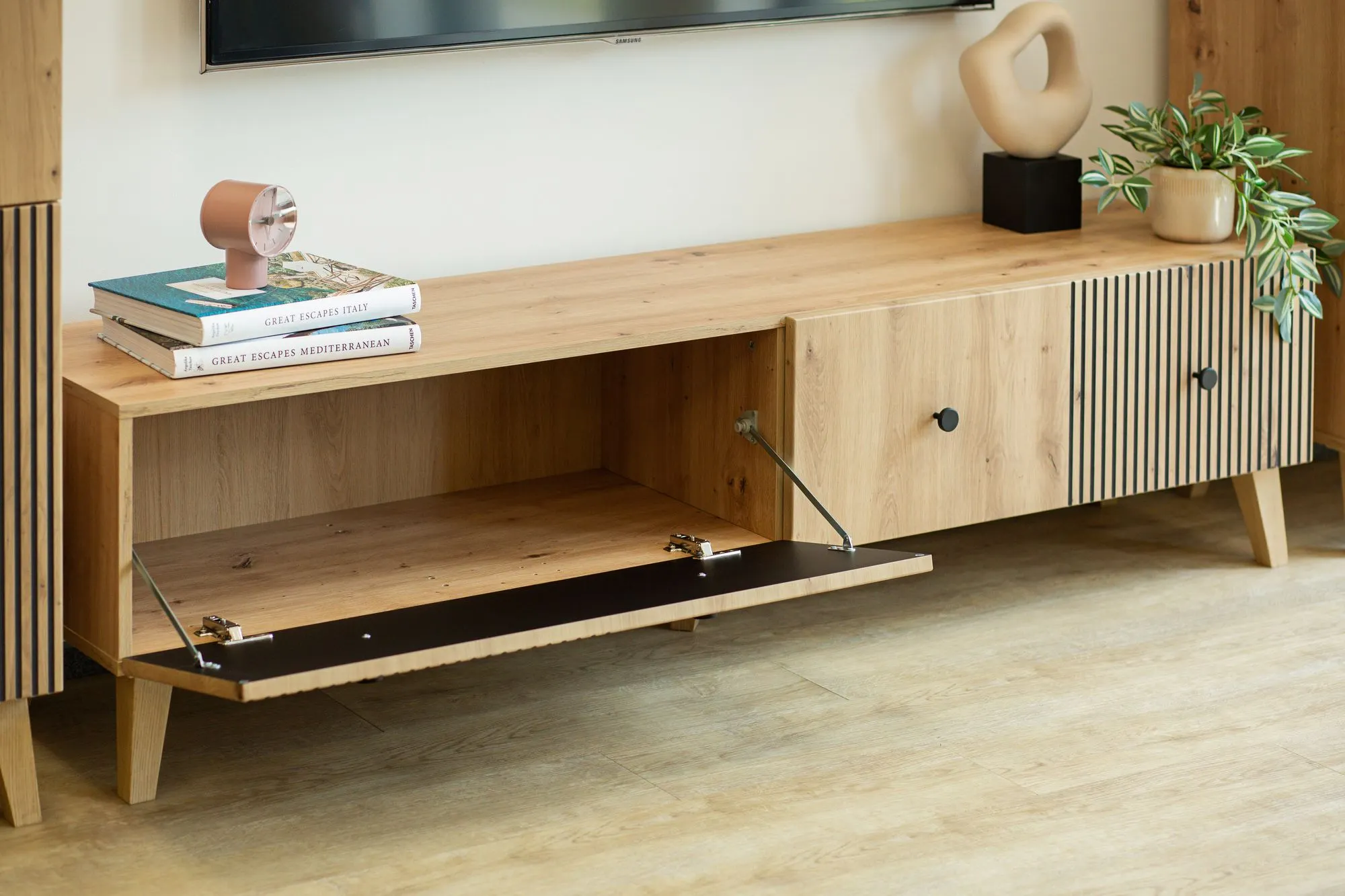 Szafka RTV 2-drzwiowa BERLIN 180cm dąb artisan - INT_5003195