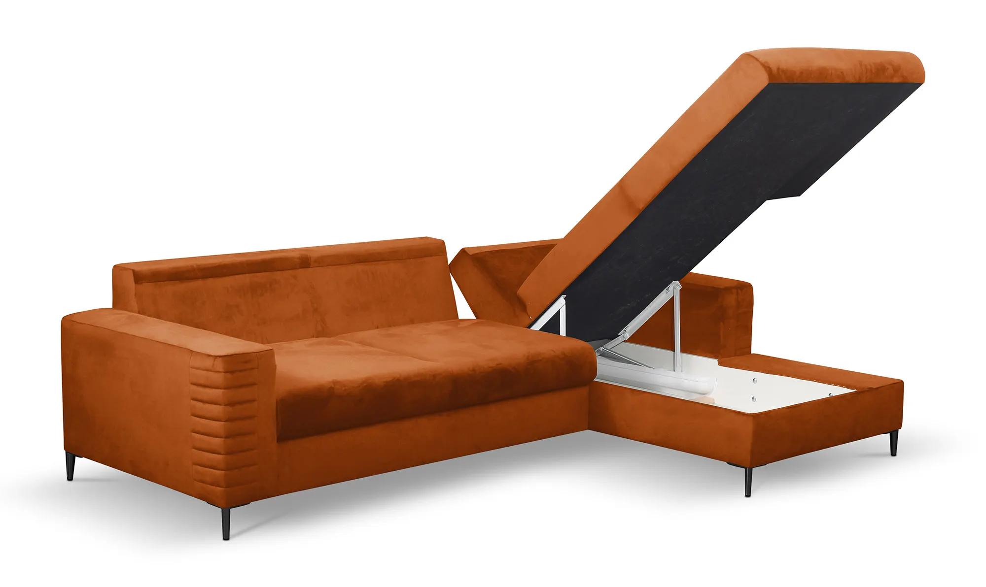 Narożnik rozkładany z pojemnikiem COLLIN VELLUTO 253 cm prawy ceglasty - COLILIN_NAR_VELLUTO33_P