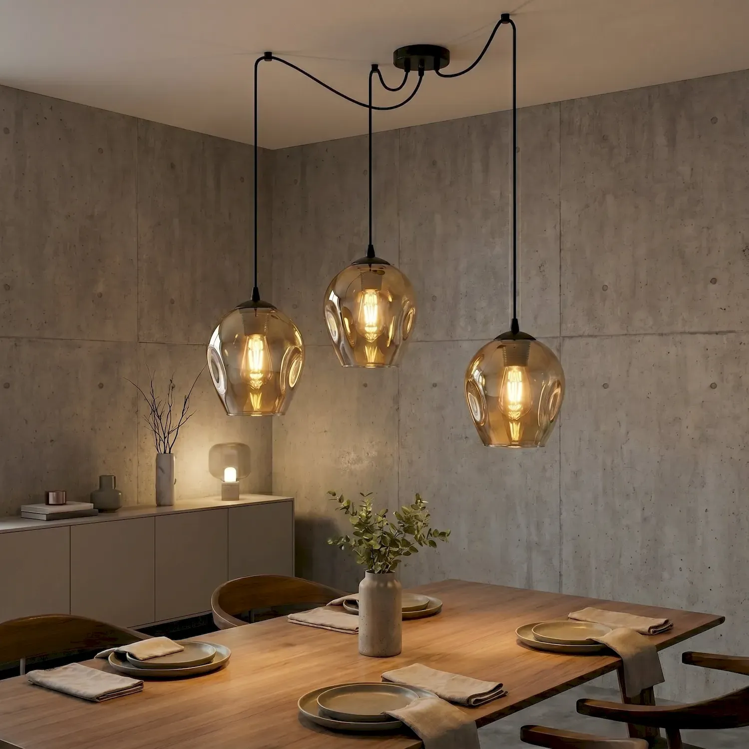 Lampa wisząca pająk LEVEL 3 czarny miodowy - 758/3