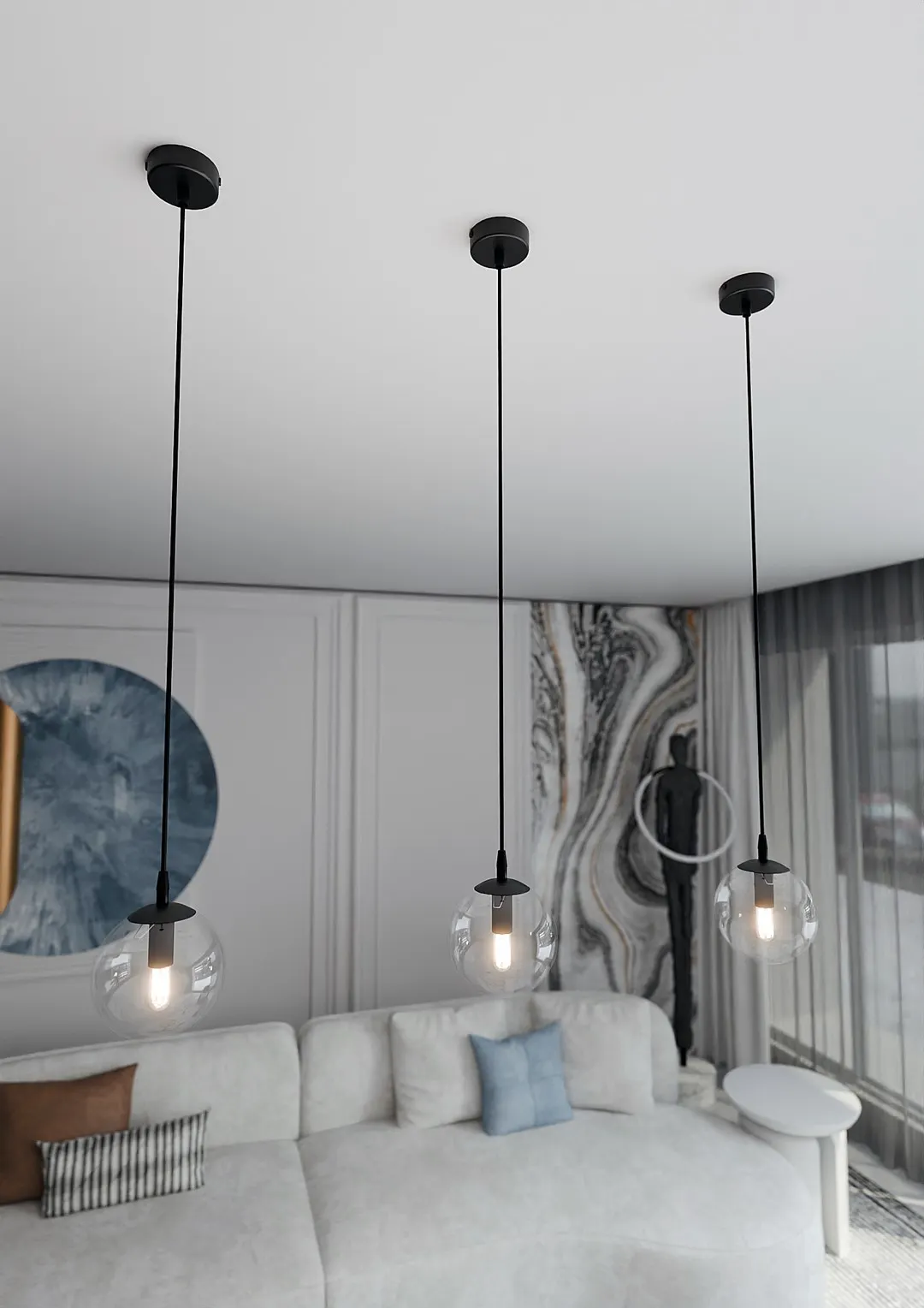 Lampa wisząca COSMO 1 czarny transparentny — zdjęcie 5