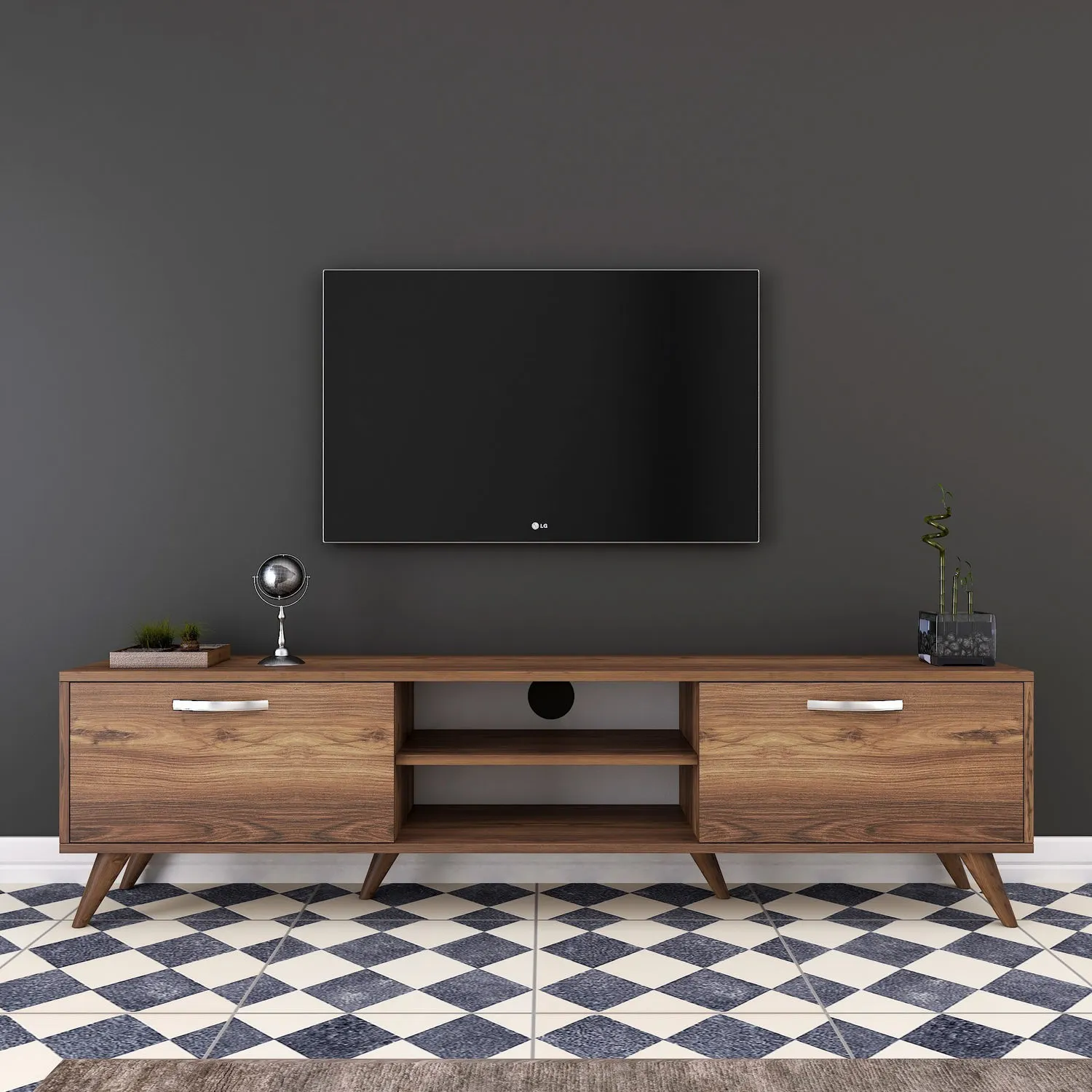 Szafka RTV drewniana 2-drzwiowa A9 180 cm orzechowy