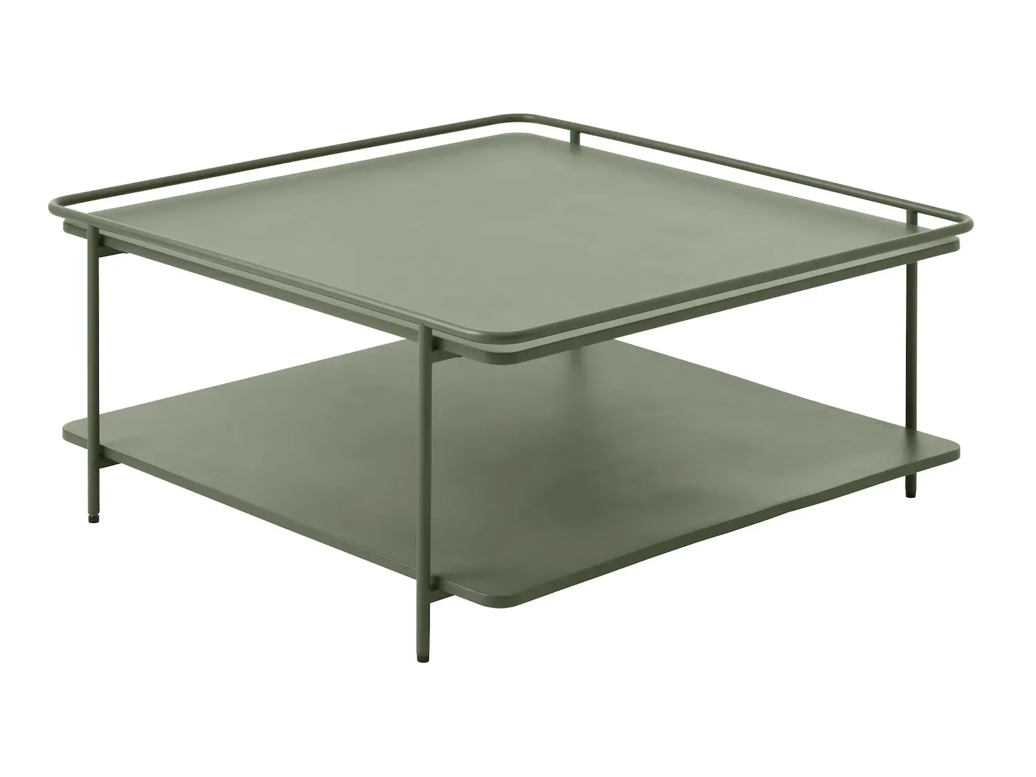 Stolik kawowy metalowy YUBA z półką 75x75 cm - zielony