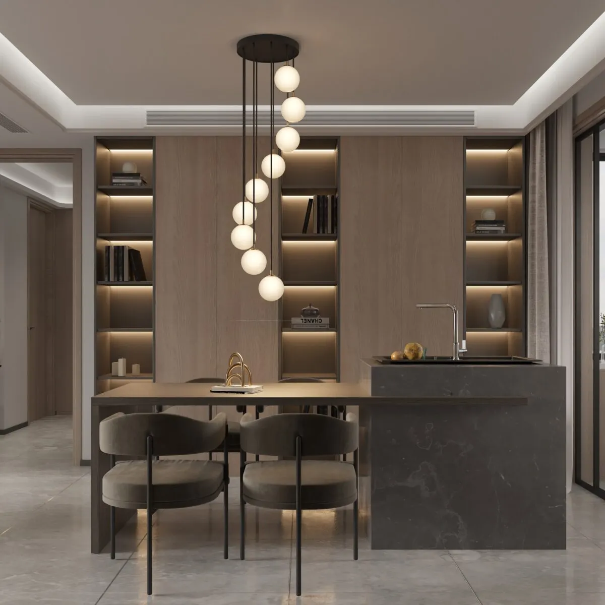 Lampa wisząca PIANO 9 czarno-złota - SI_33661